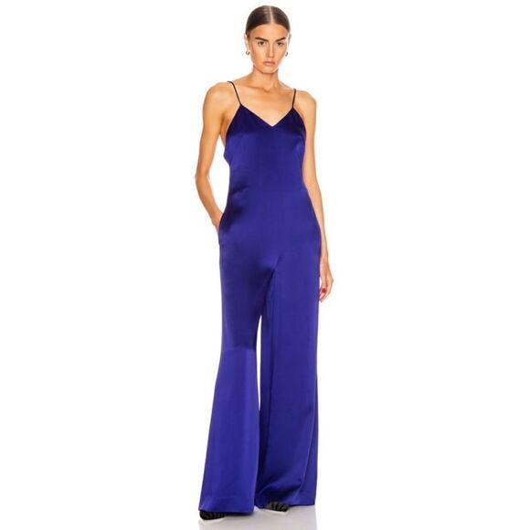 Brand new Rosetta Getty Camisole Wide Leg Jumpsuit Blue  Size 0 - Picture 1 of 12